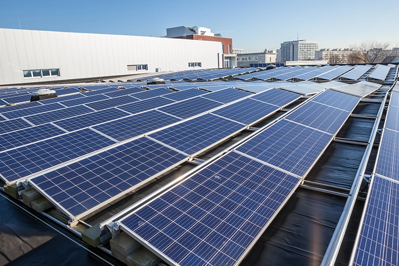 Solar panels on business roof